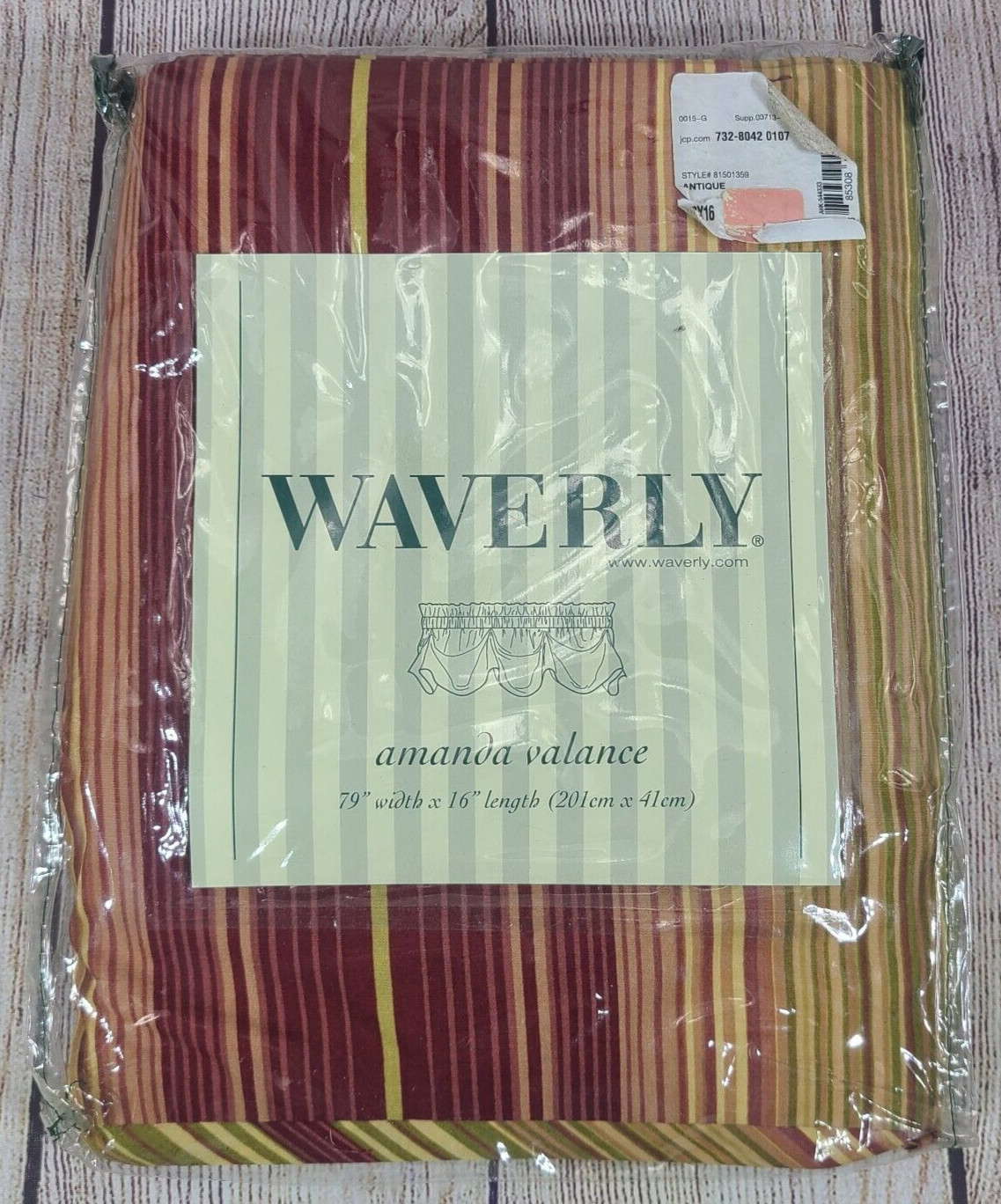 Waverly Amanda Serene Stripe Antique Valance 79″ W x 16″ L Red Yellow Gold New