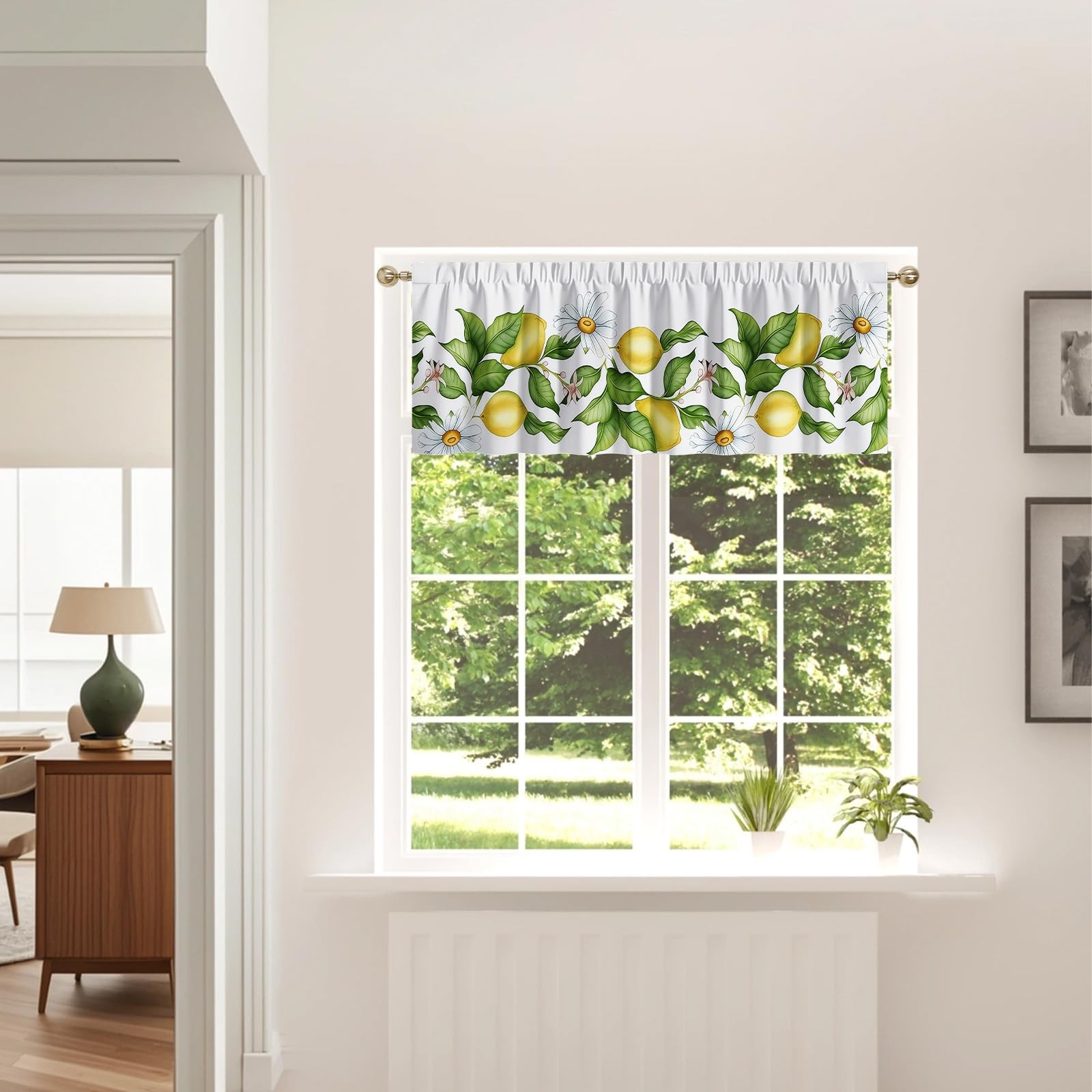 Lemon Valance, 54×18 Inch Lemon Kitchen Curtains for Window, Summer Cafe Kitc…