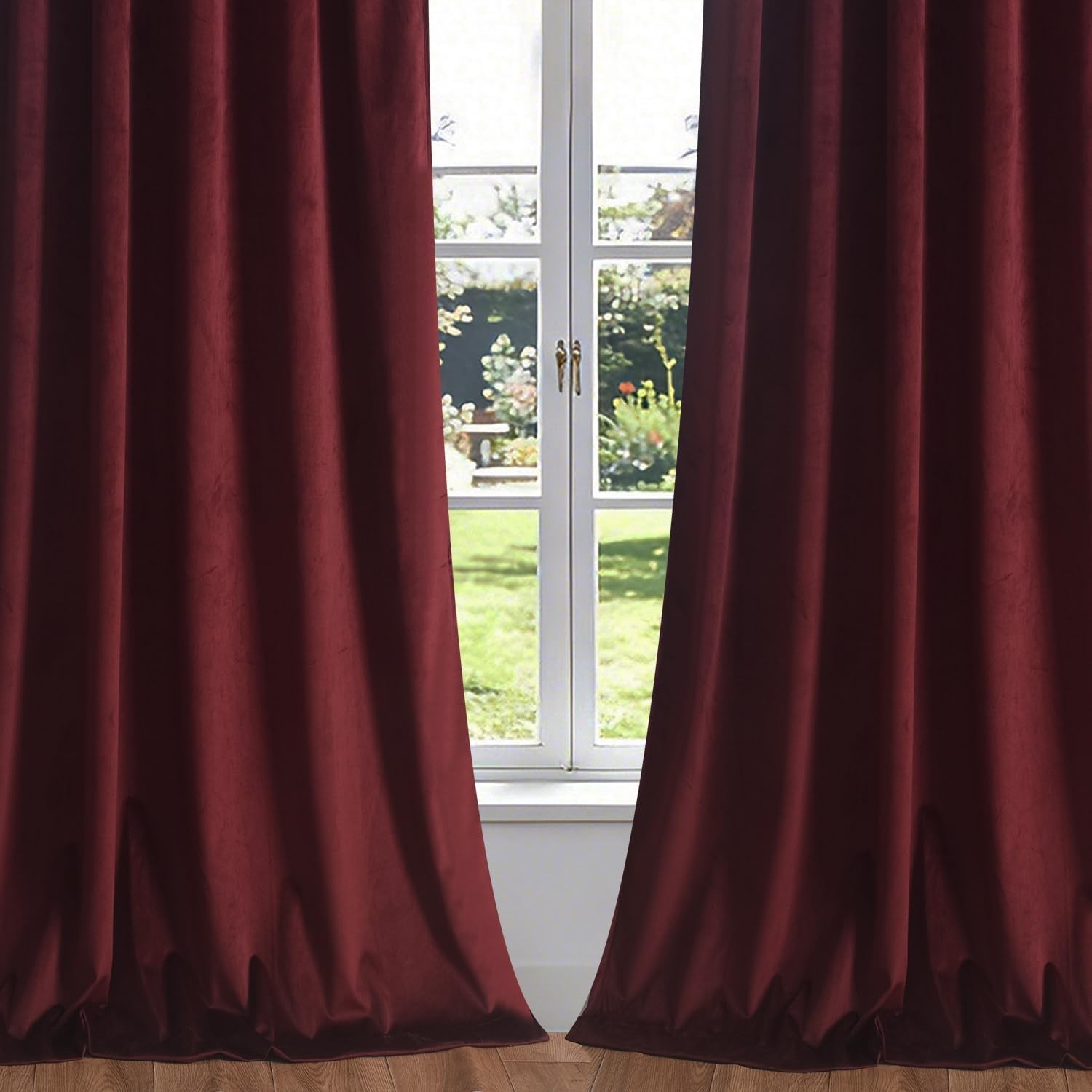 Velvet Ruby Wine Curtain 84 inch Long – Curtains Block Light Rod Pocket Thermal
