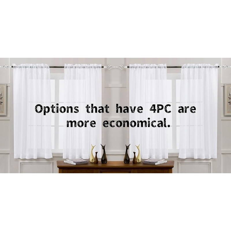 Sheer Polyester Voile Curtains Semi-Sheer Natural Light Control Window Drapes US