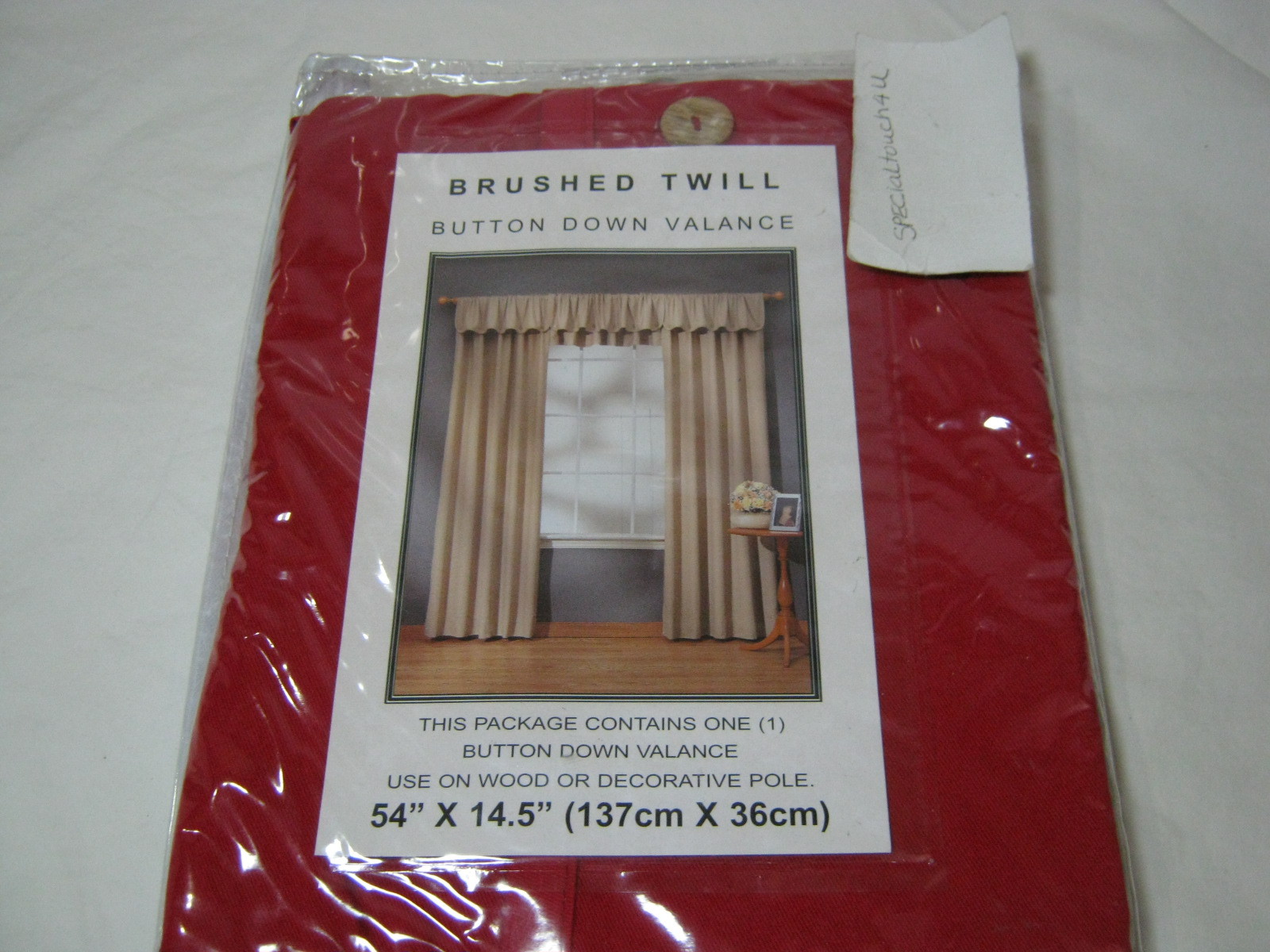New BRENTWOOD Originals BRUSHED TWILL Button Down Window VALANCE 54×14 Rojo Red