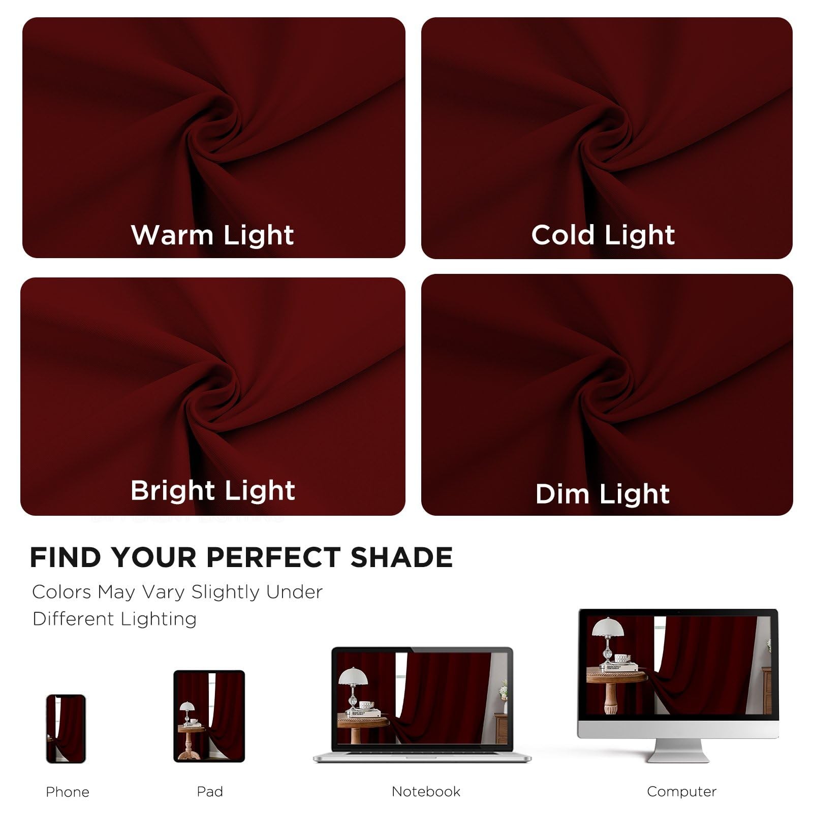 Blackout Curtains 54 Inches Length 2 Panels Set, Rod Pocket and Back Tab Wind…