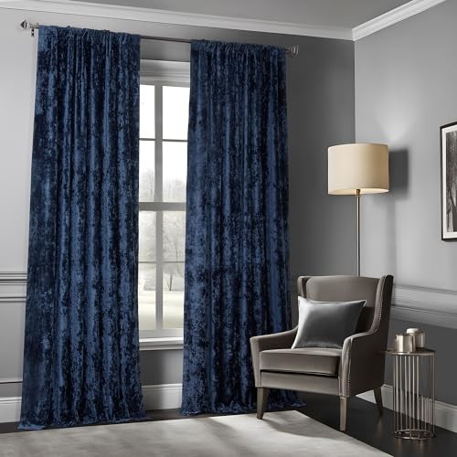 Lush Crush Velvet Curtains – Room 50″W x 84″L (Pack of 1) Sapphire Blue