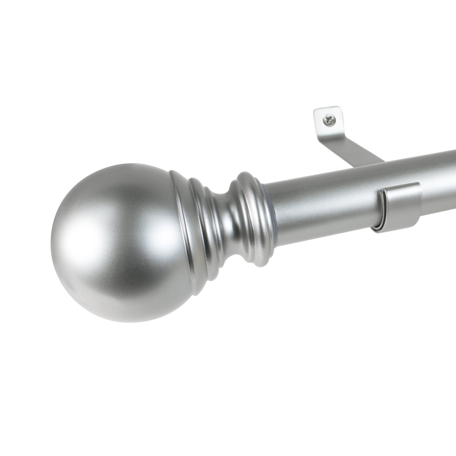 Silver Adjustable Ball Curtain Rod 1 Inch 18 to 36 Inches Length Drapes Windows