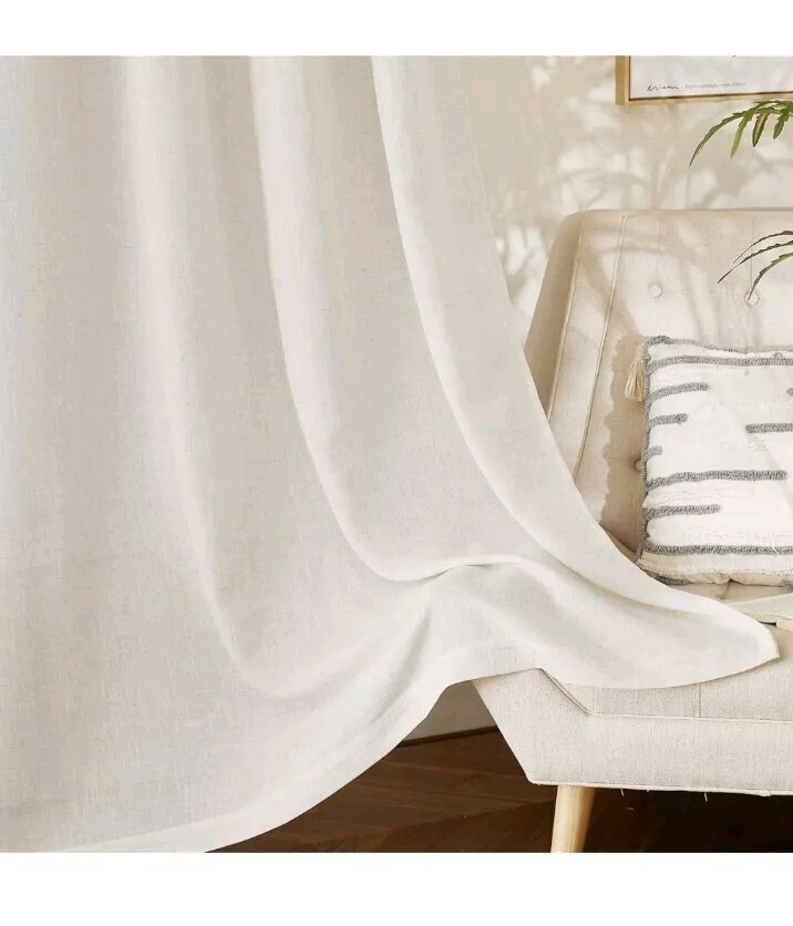 NWT Linen Curtains & Drapes 95 inch 2 Panels, Rod Pocket & Back Tab NEW