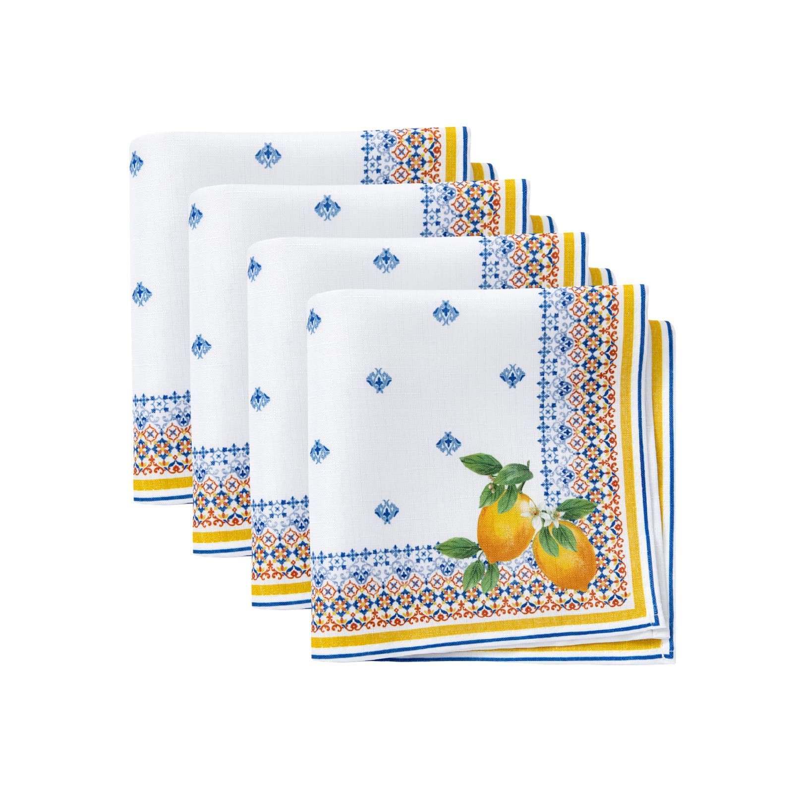 Elrene Home Fashions Capri Lemon Double Bordered Mediterranean Spring/Summer