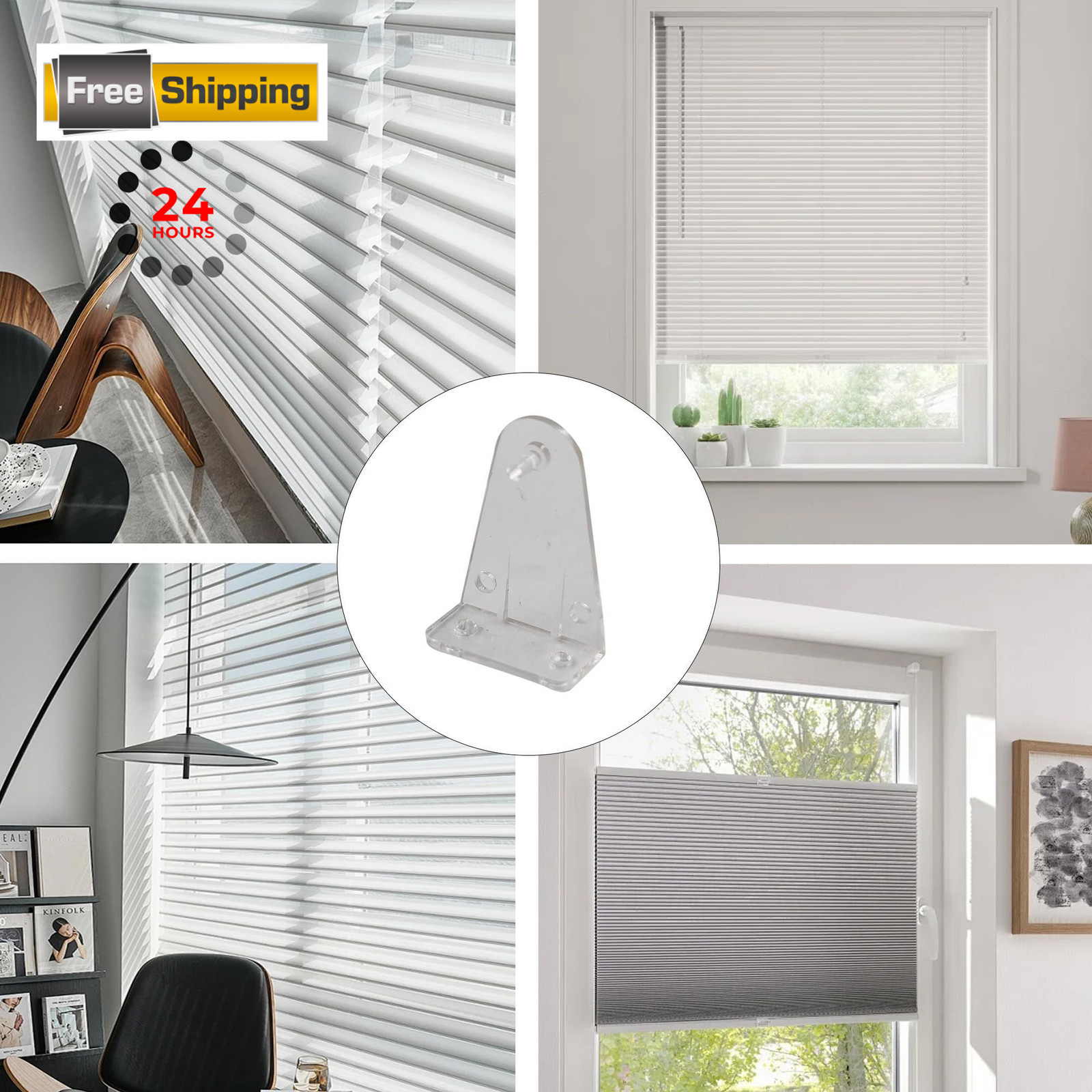 PDETVEO 4Pcs Hold Down Bracket for 2″ Blinds, Clear Plastic 4pcs, Transparent