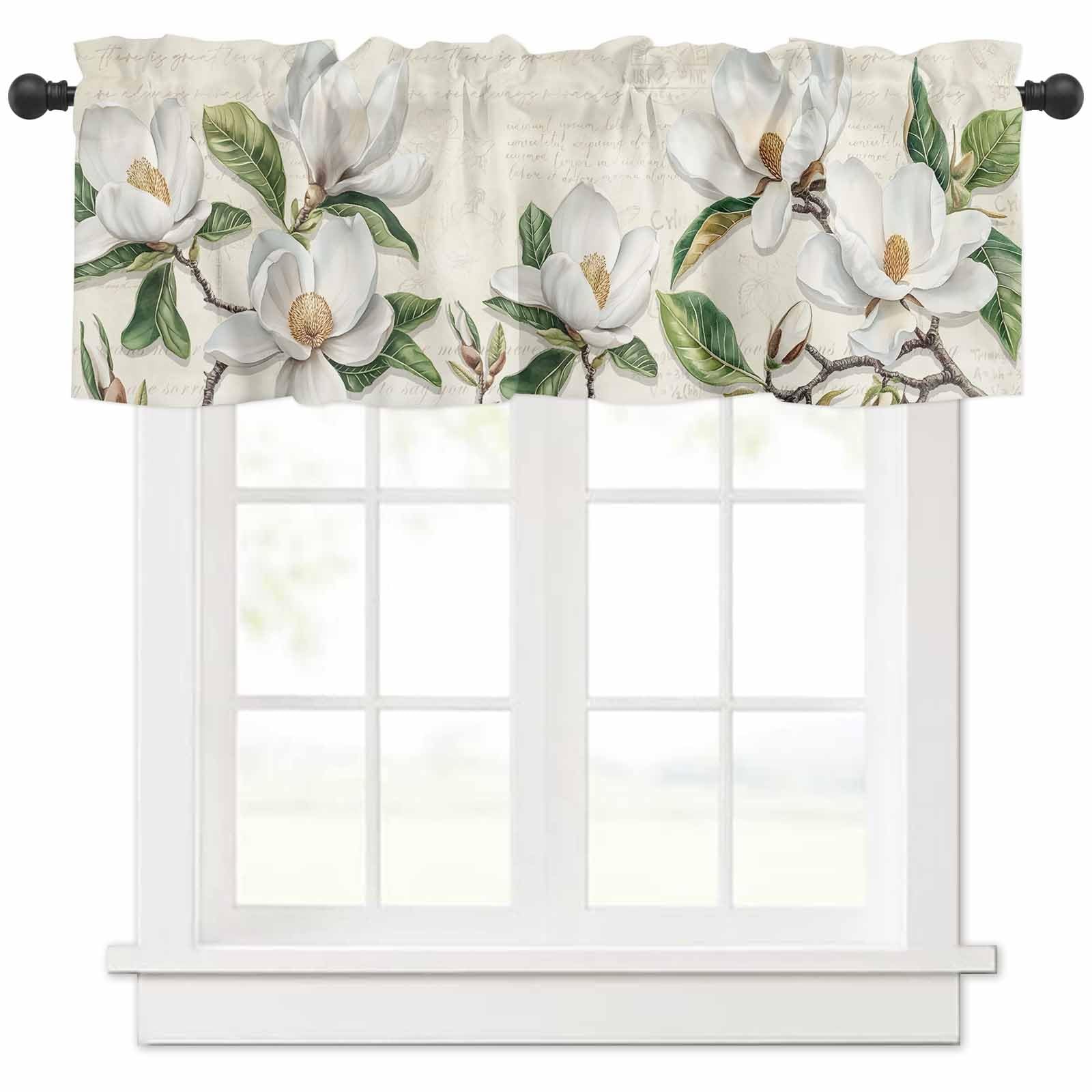 Flowers Valances for Windows Spring White Magnolia Vintage Postcard Window Tr…