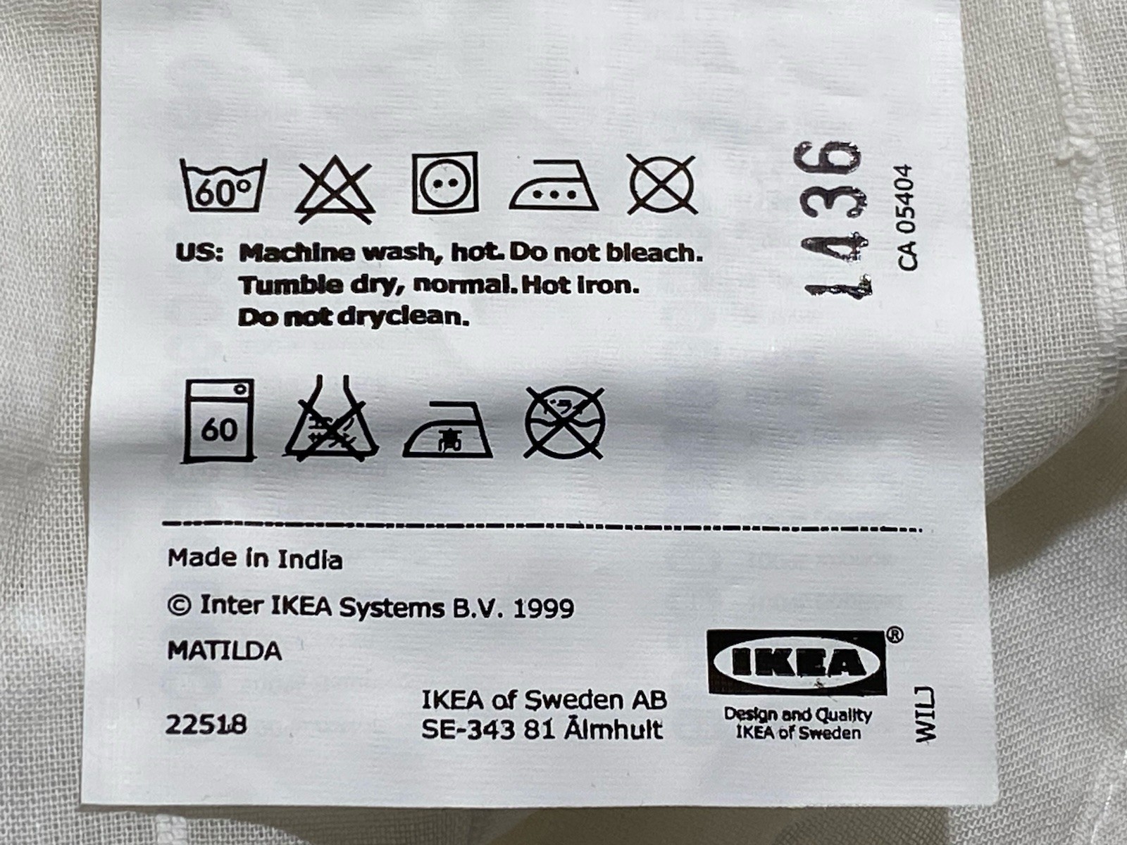 Vtg Ikea Matilda Light Filtering Sheer White Tab Top Curtains Long 55 X 98″ New