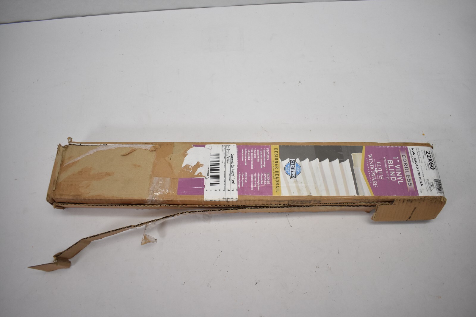 Lotus & Windoware Cordless 1″ Vinyl mini Blind 22″ W x 60″ L White MLX2260WH