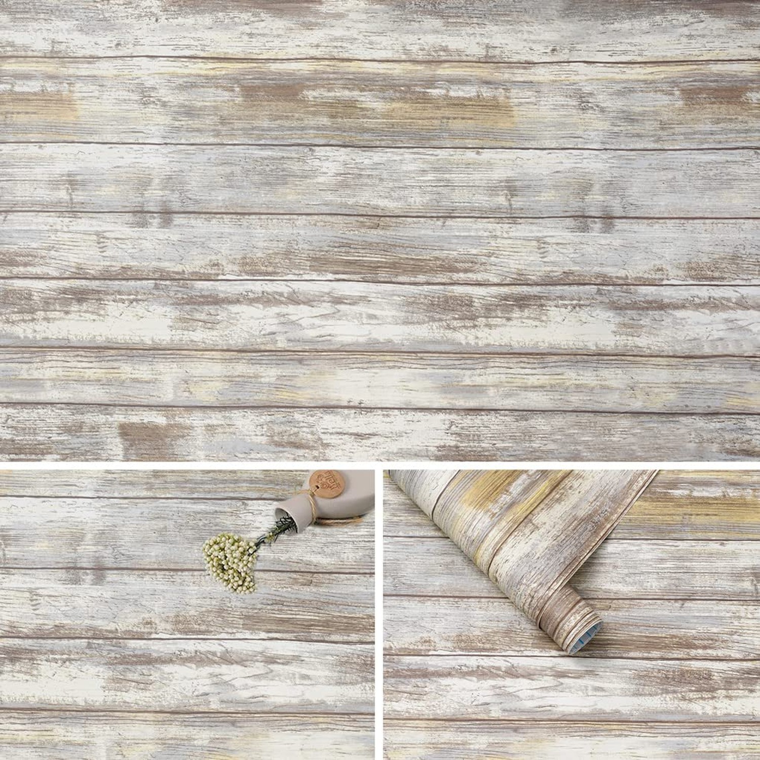 Arthome 11×100” Gray Rustic Wood Contact Paper Peel and Stick Self-Adhesive …