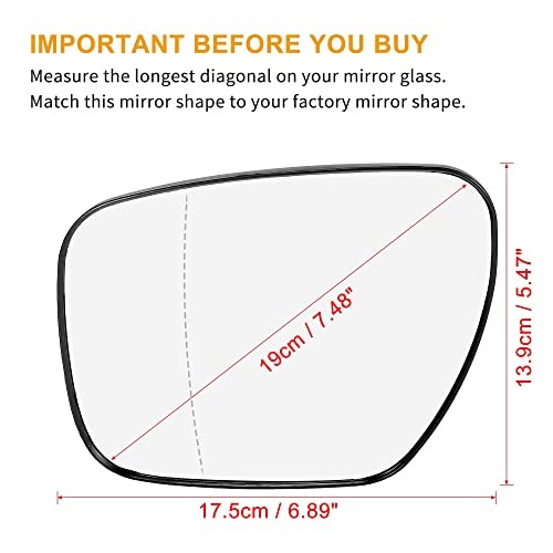Car Rearview Mirror Glass Replacement with Backing Plate Heated Left Right