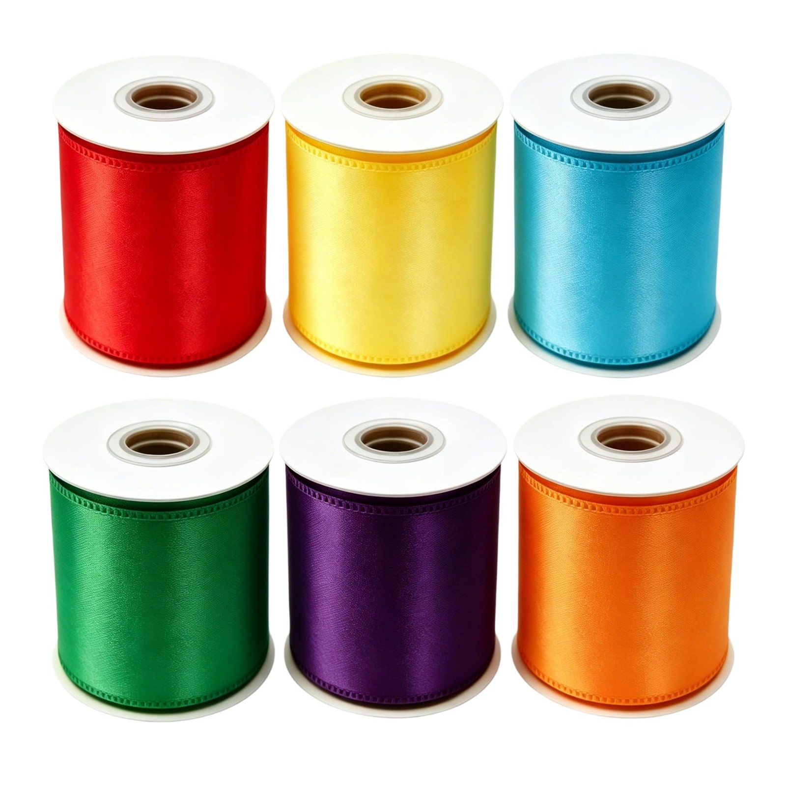 Wired Satin Ribbon Set, 4 Inch Wide 6 Rolls (30 Yards Total), Premium Satin R…