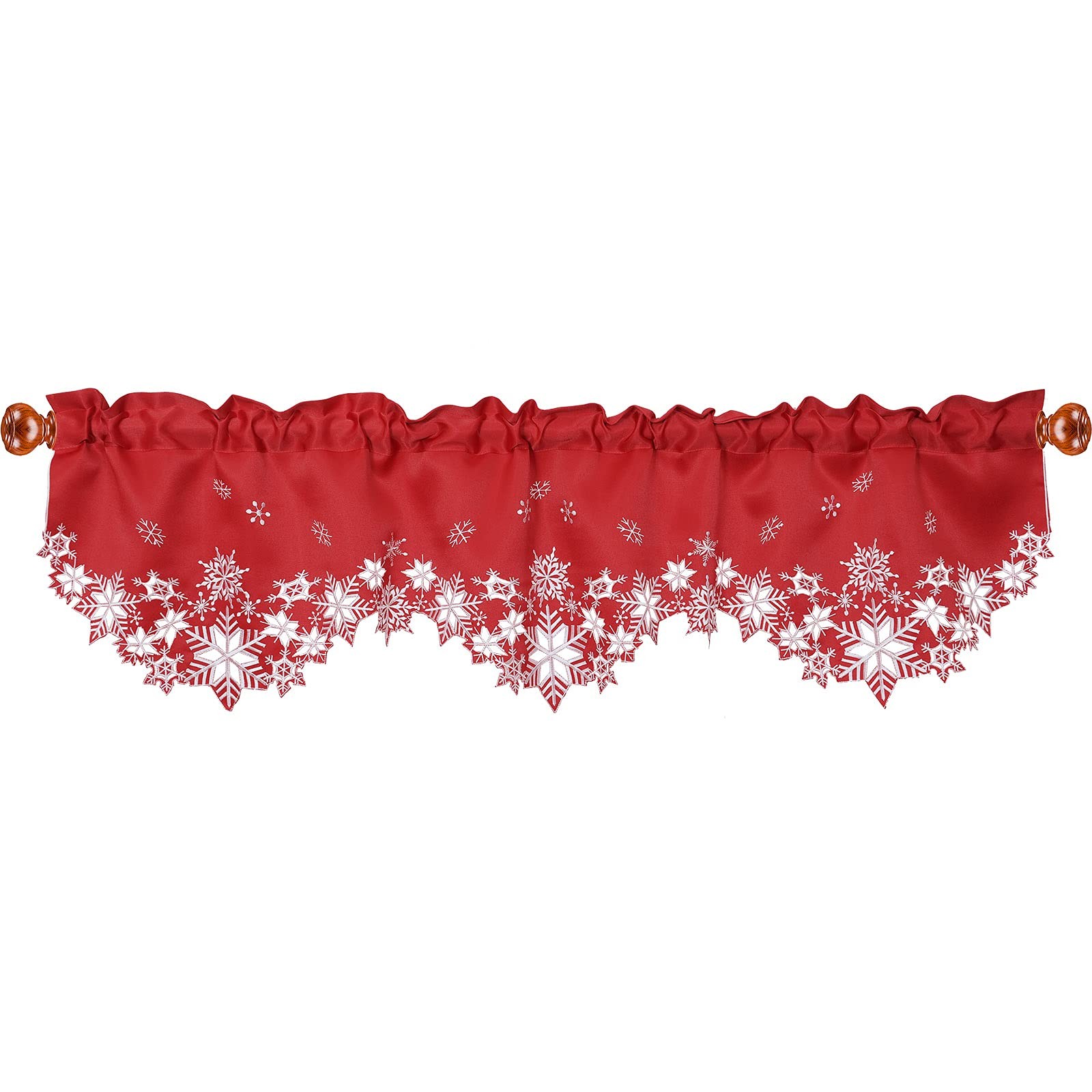 Embroidered Snowflakes Kitchen Window Curtain Valance W 42 × L 14 Inches, for…