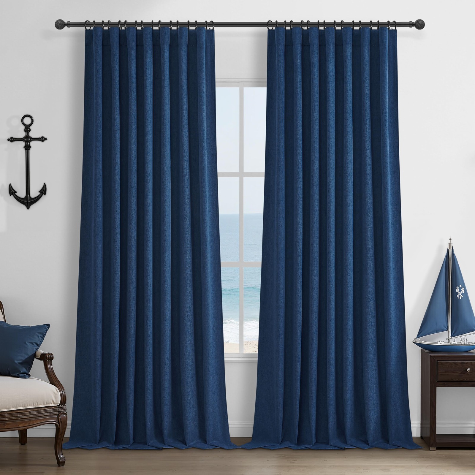 Navy Blue Blackout Curtains 108 Inch Length for Boys Rooms/Bedroom, Floor to …