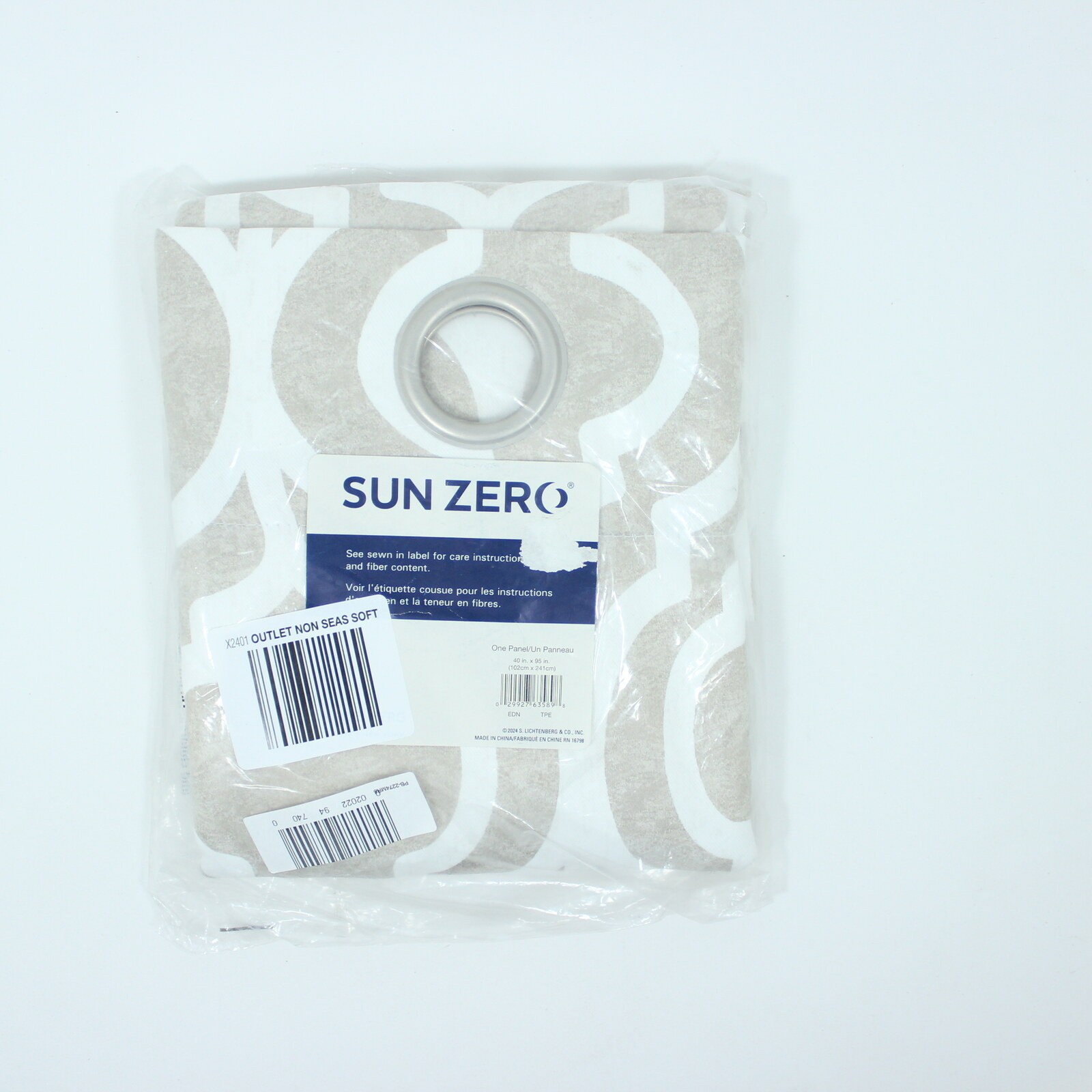 Sun Zero Eldon Blackout Grommet Curtain Panel 40″x95″ Taupe Trellis Print