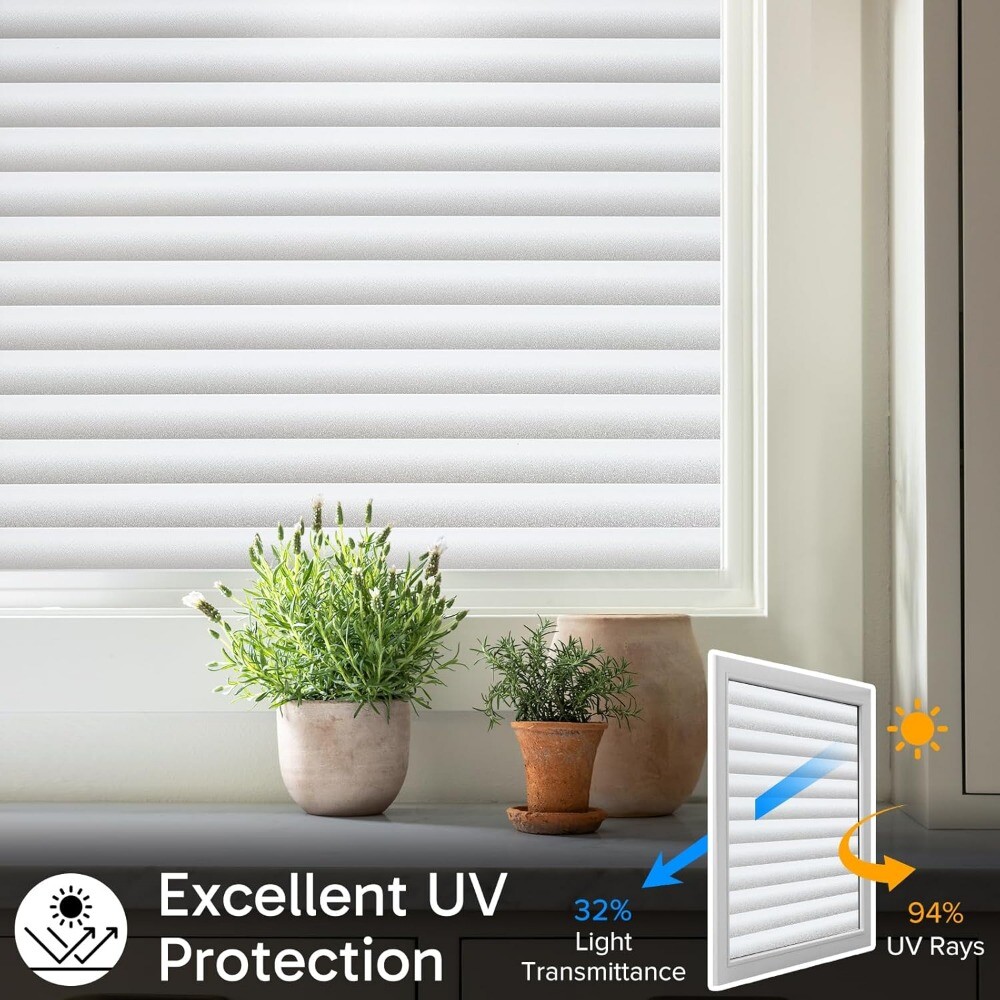 rabbitgoo Window Privacy Film Frosted Blinds Static Cling Anti-UV for Bathroom