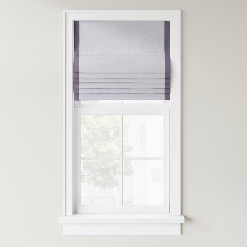 1pc 27″x64″ Light Filtering Cordless Linen Blend Roman Window Shade Gray –