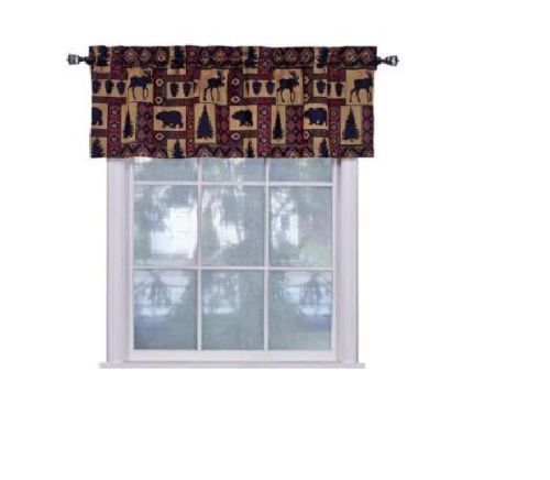 Cabin Pine Retreat Lodge Tapestry Window Valance, Modern Rustic 54″x16″ – NEW