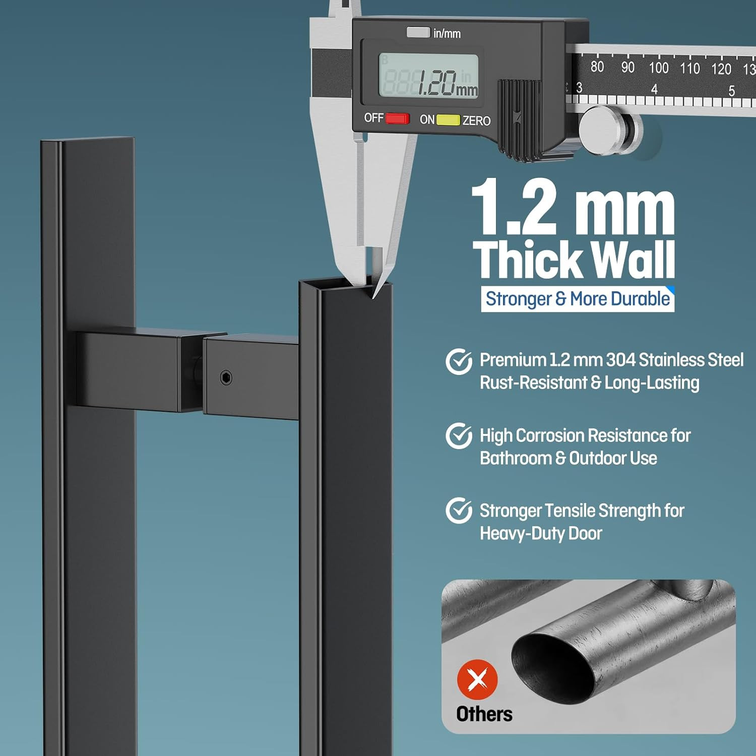 36″ Ladder Style Push Pull Door Handle, 760Mm (29-15/16 “) CTC, 1.2Mm Thick 304