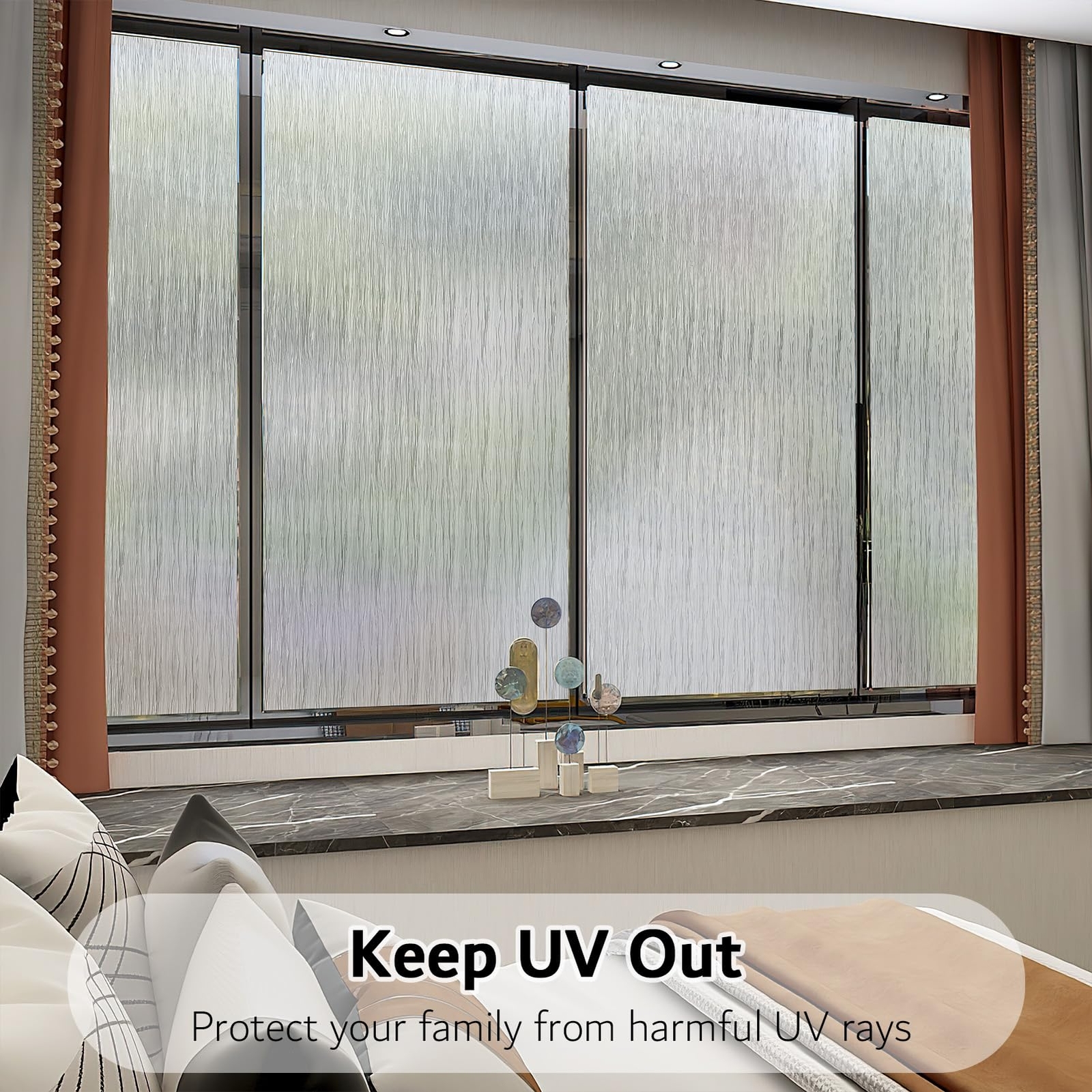 Non-Adhesive Frosted Privacy Window Film Removable Anti UV 17.7×78.7 inches