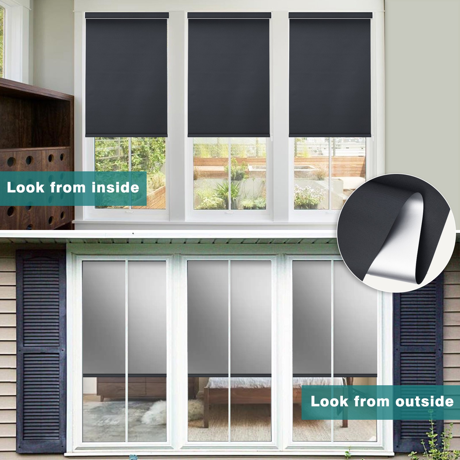 Custom Corded Blackout Roller Shades Window Blinds Room Darkening Curtains