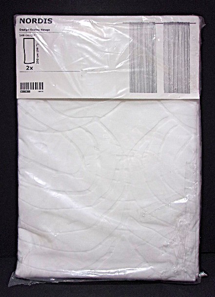 IKEA Nordis Evalou Haige 2x Curtain Panels 57”x98″ Ivory Floral Light Filtering