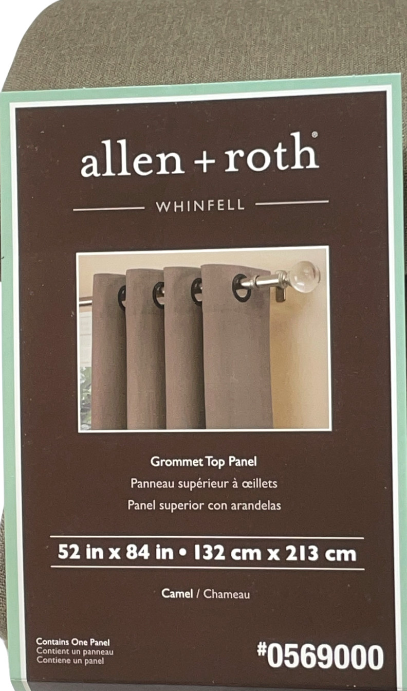 Allen + Roth Whinfell Panel 52″ x 84″ Camel Cotton Linen Poly Grommet # 0569000