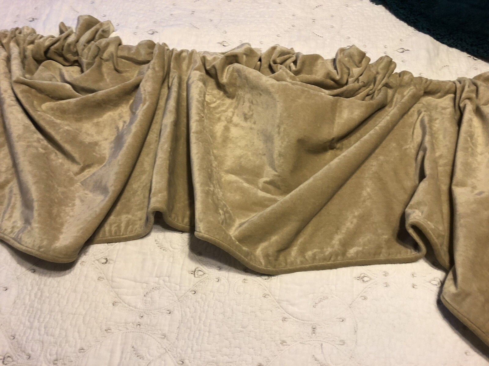Country Curtains Tan Natural Velour lined Valance SZ AV 98″x25″ NEW Style R099