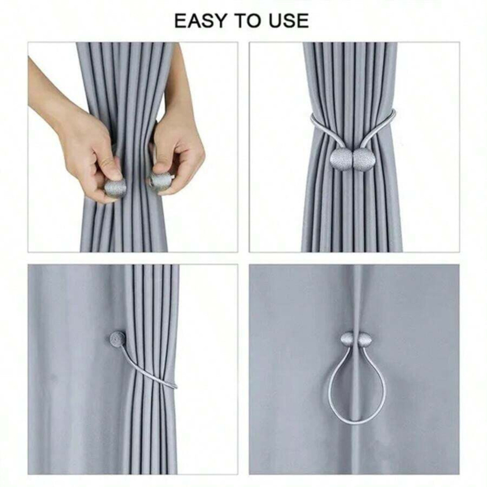 2pcs Magnetic Curtain Tiebacks Curtain Holder Clips Tie Bands Window Home Decor