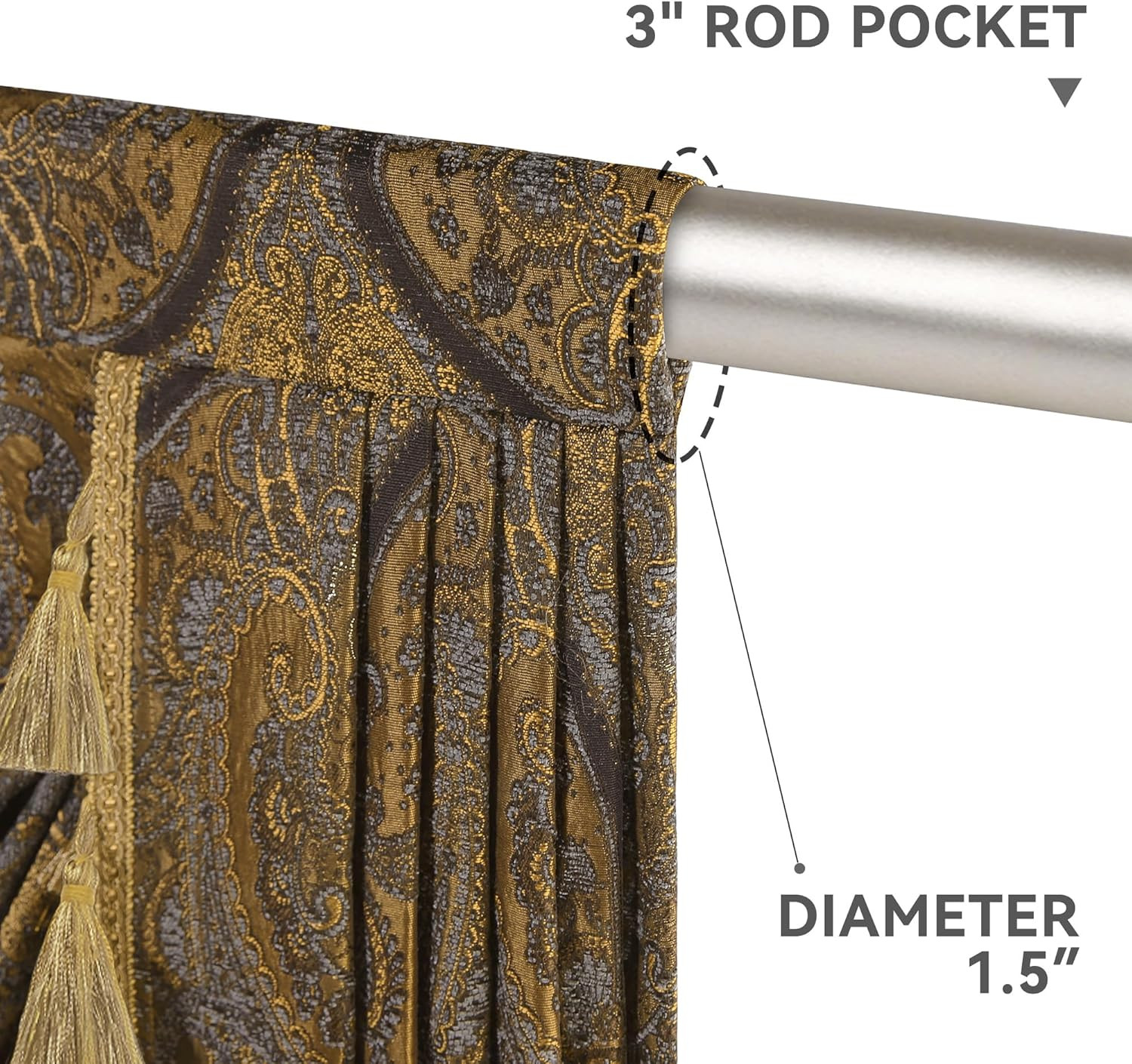 Luxury Jacquard Waterfall Valance for Living Room, Classic Antique Swag Window V