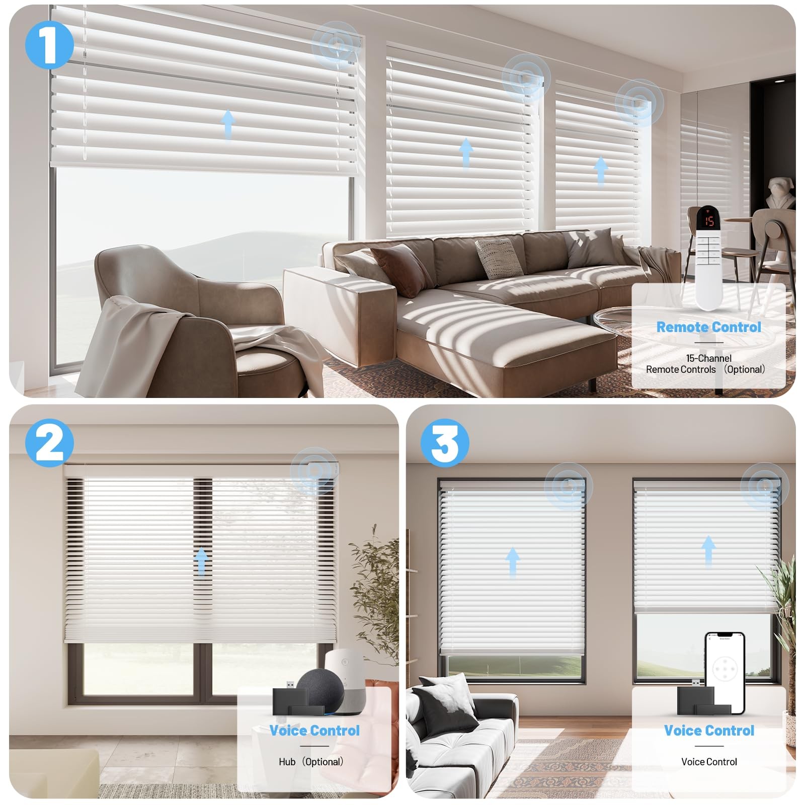 Hapadif Motorized Blinds Silver 32×64 Remote Control Blackout Solar Powered