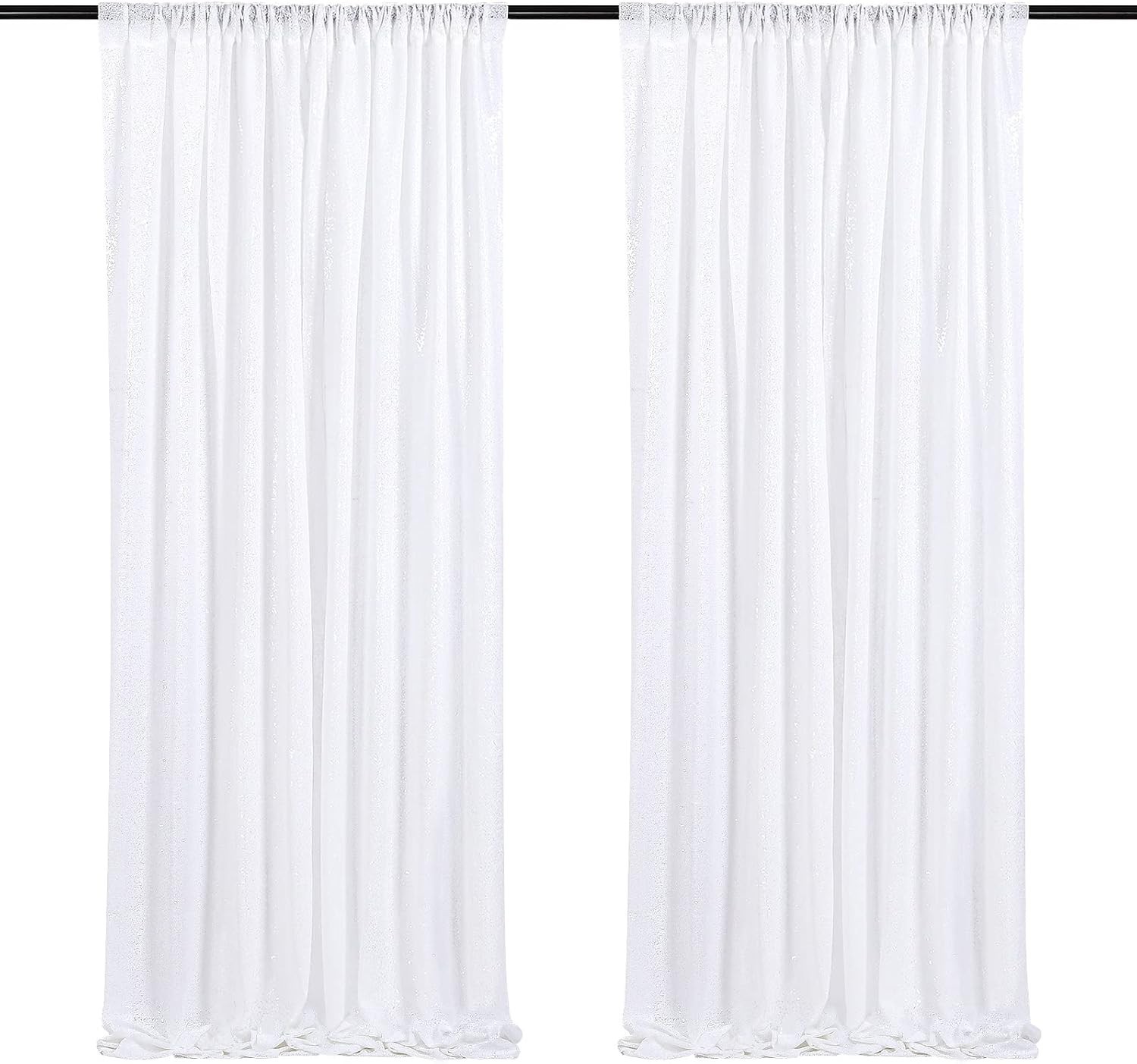 Dazzling White Sequin Backdrop Curtains – 2 Panels, 2FT x 8FT for Celebrations