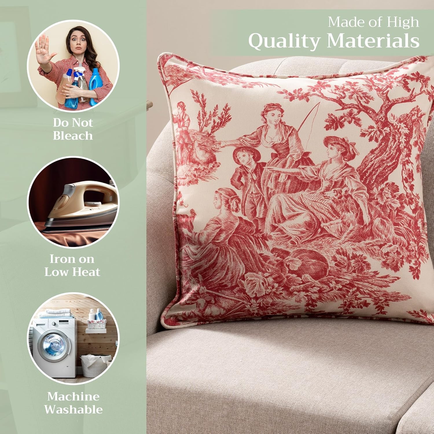 NWT 100% Authentic Maison d’Hermine Cotton Toile Pillow Cover 18×18 Square