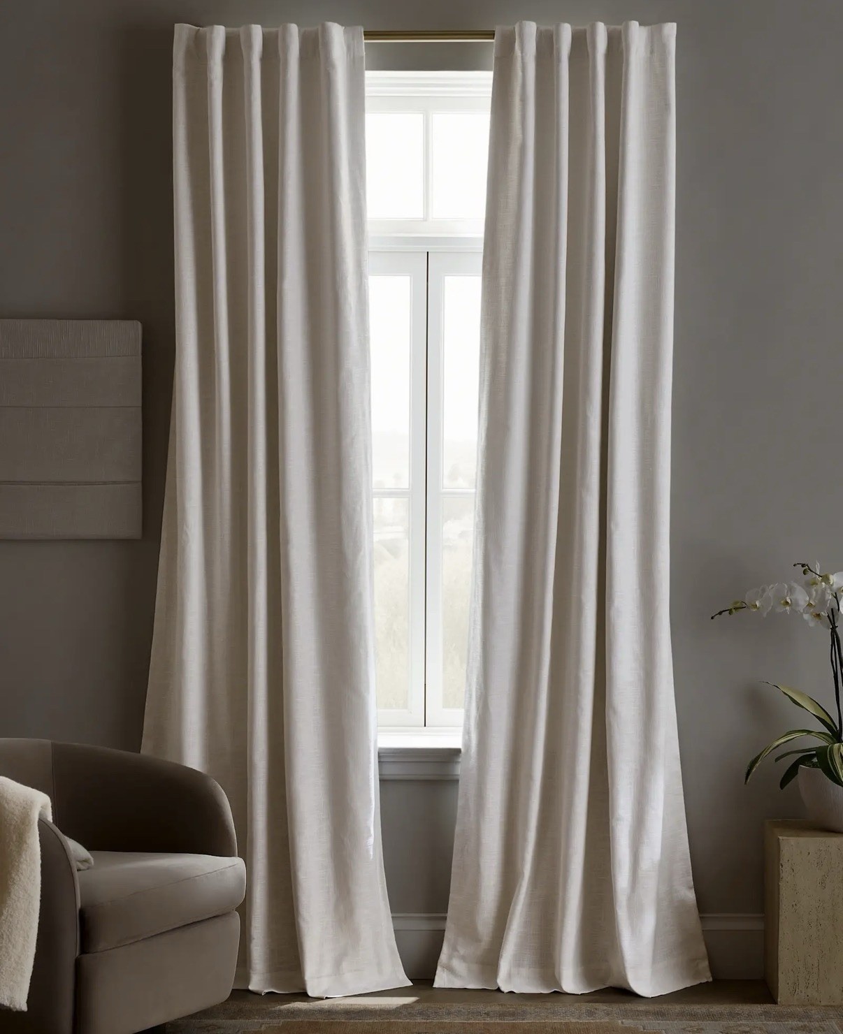 Quince White Cotton True Blackout Curtain Panel 48×84 Rod Pocket Back Tab