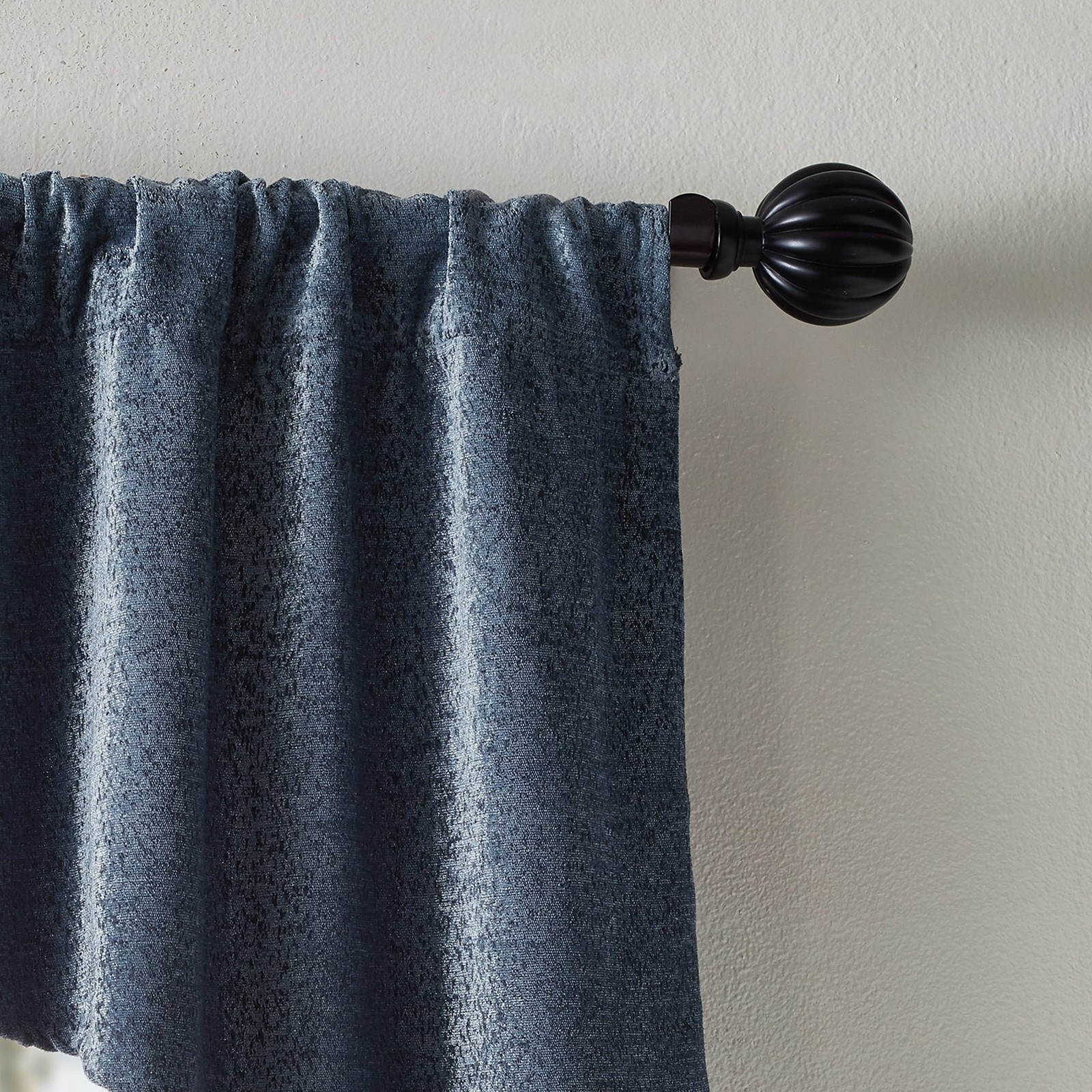 Naples Chenille Solid Window Curtain Valance, Navy