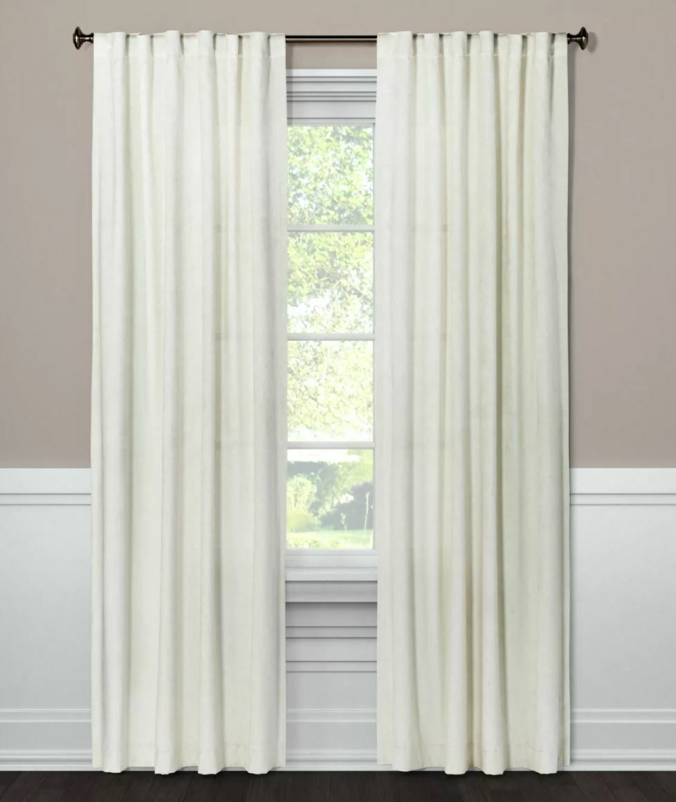 Velvet 108″ Curtain Panel in Cream White