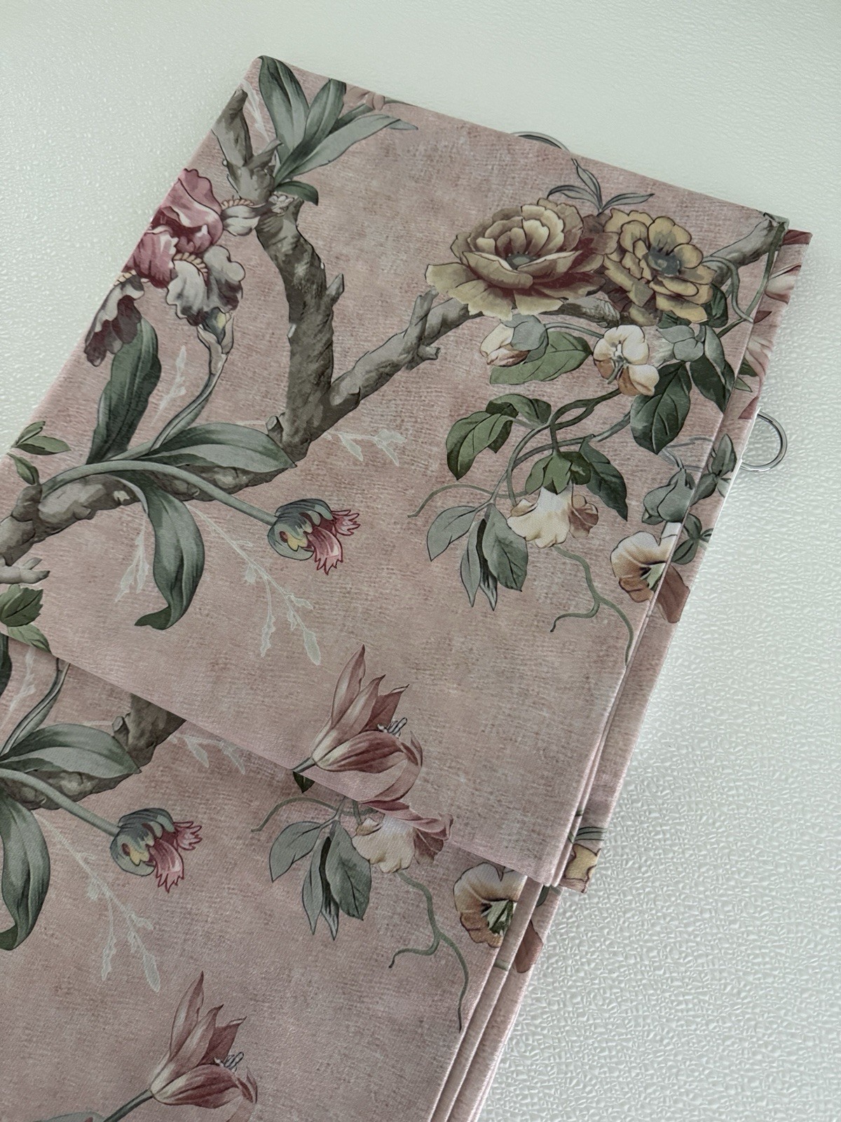 CALLISTO Window Curtains 2 Panels 38″ X 96″ Flowers Drapers Back Tab Blush Rose