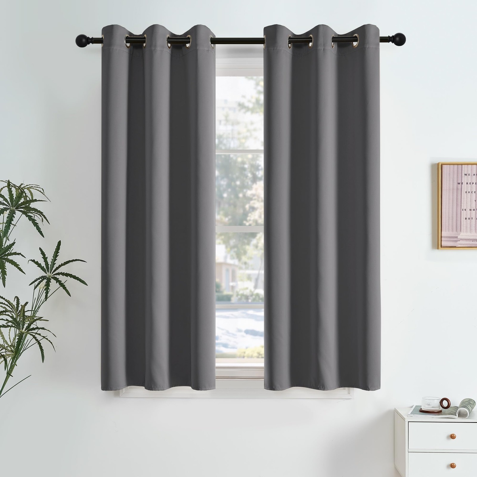 NICETOWN Grey Light Blocking Curtains 63 Inches 40″W x 63″L (Pack of 2),