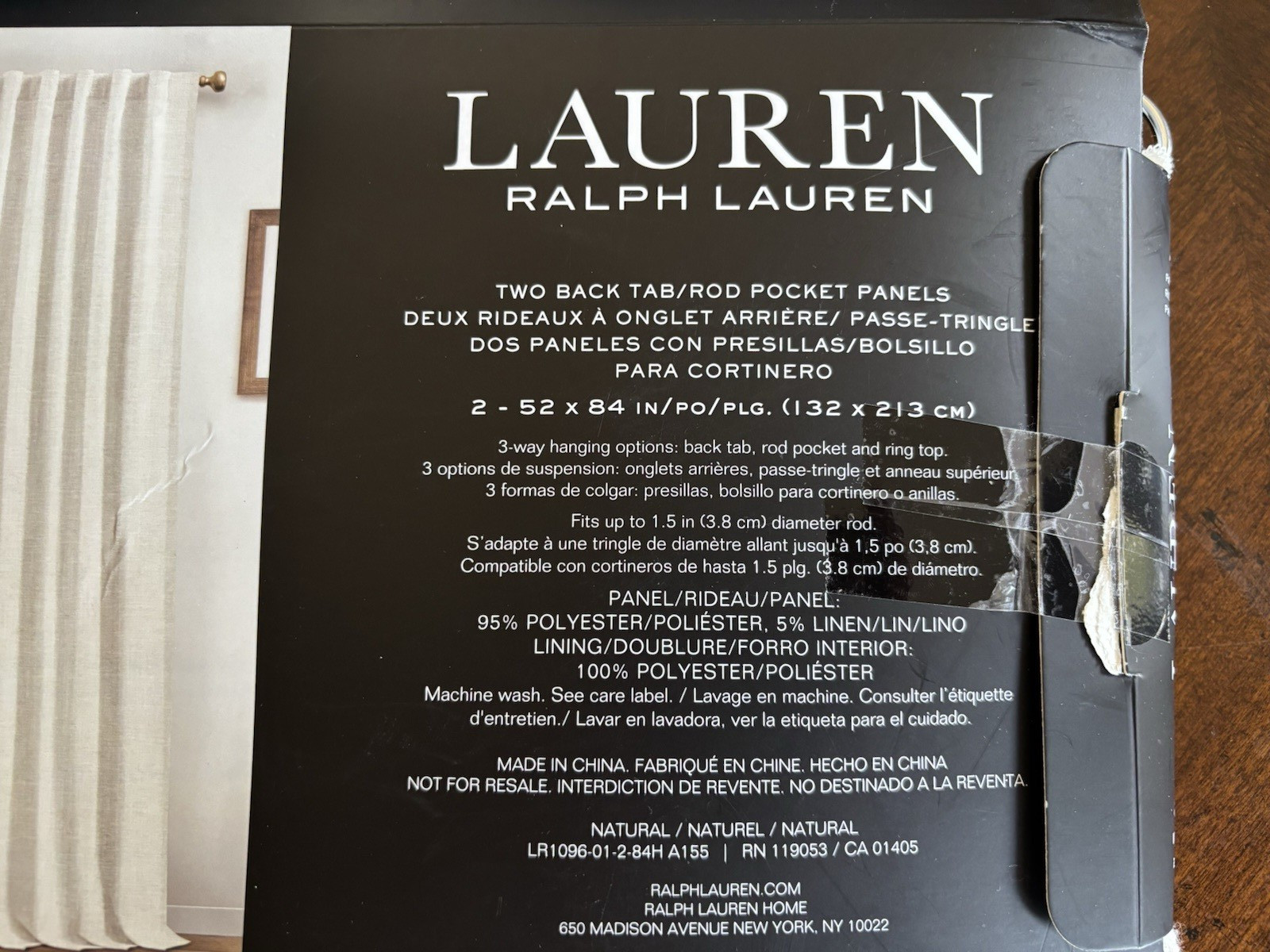 Ralph Lauren Window Curtains 2 Panels Blackout 52 x 84 Linen Herringbone Natural