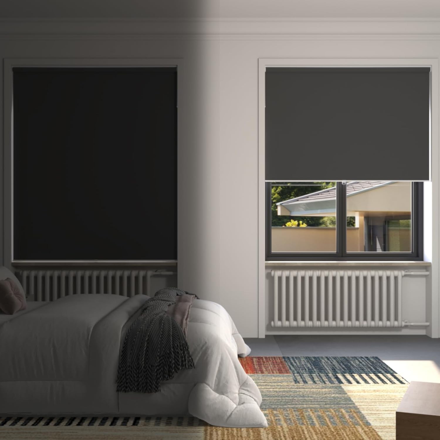 Blackout Cordless Roller Shades 20″ W x 72″ H Black