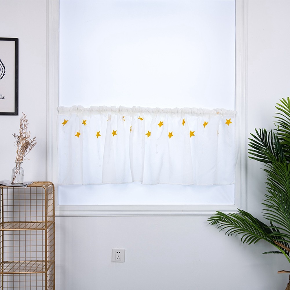 Kitchen Tiers Cabinet Embroidery Curtain Short Curtain Half Window