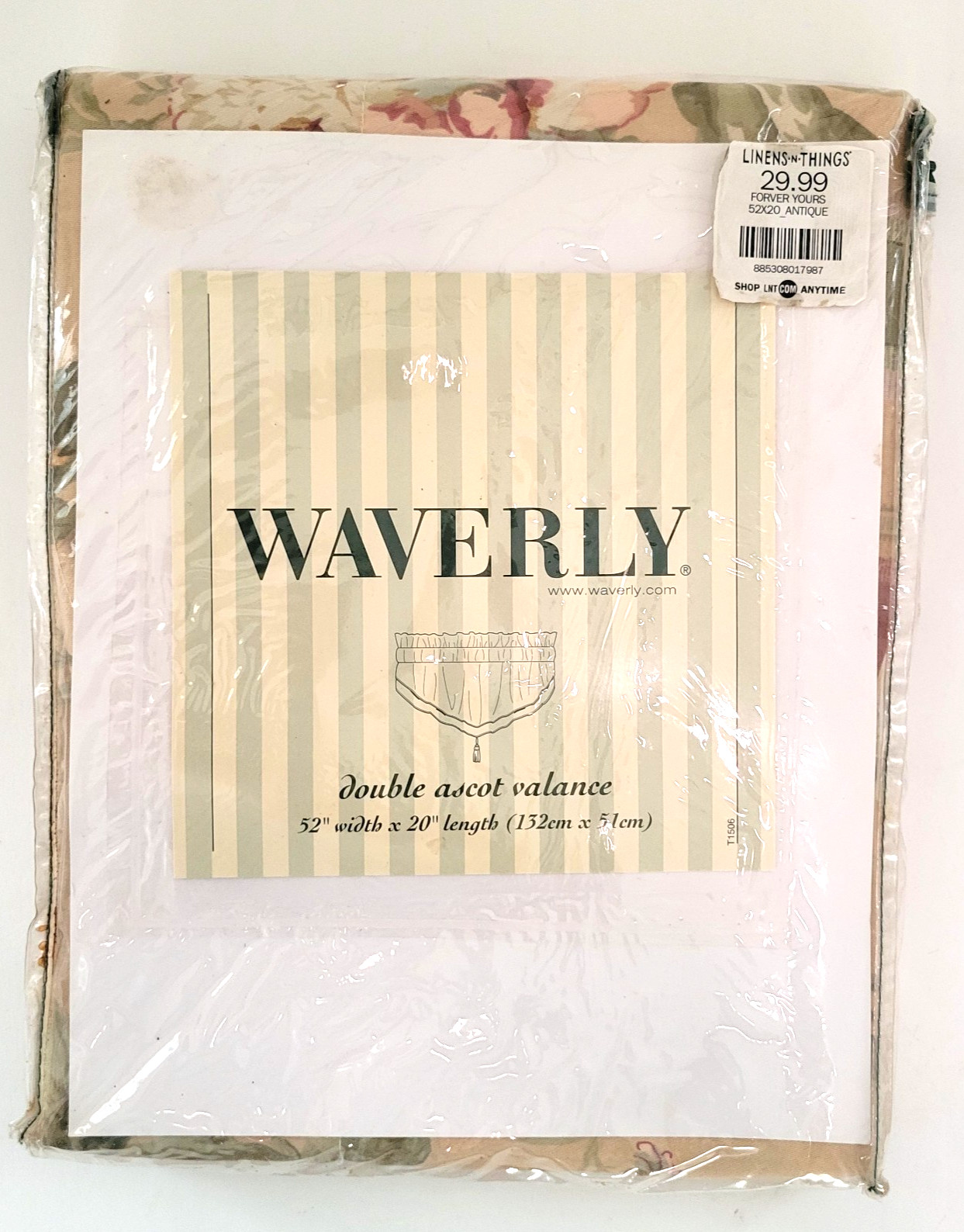 1 NEW Waverly Double Ascot Valance Forever Yours 52″ x 20″
