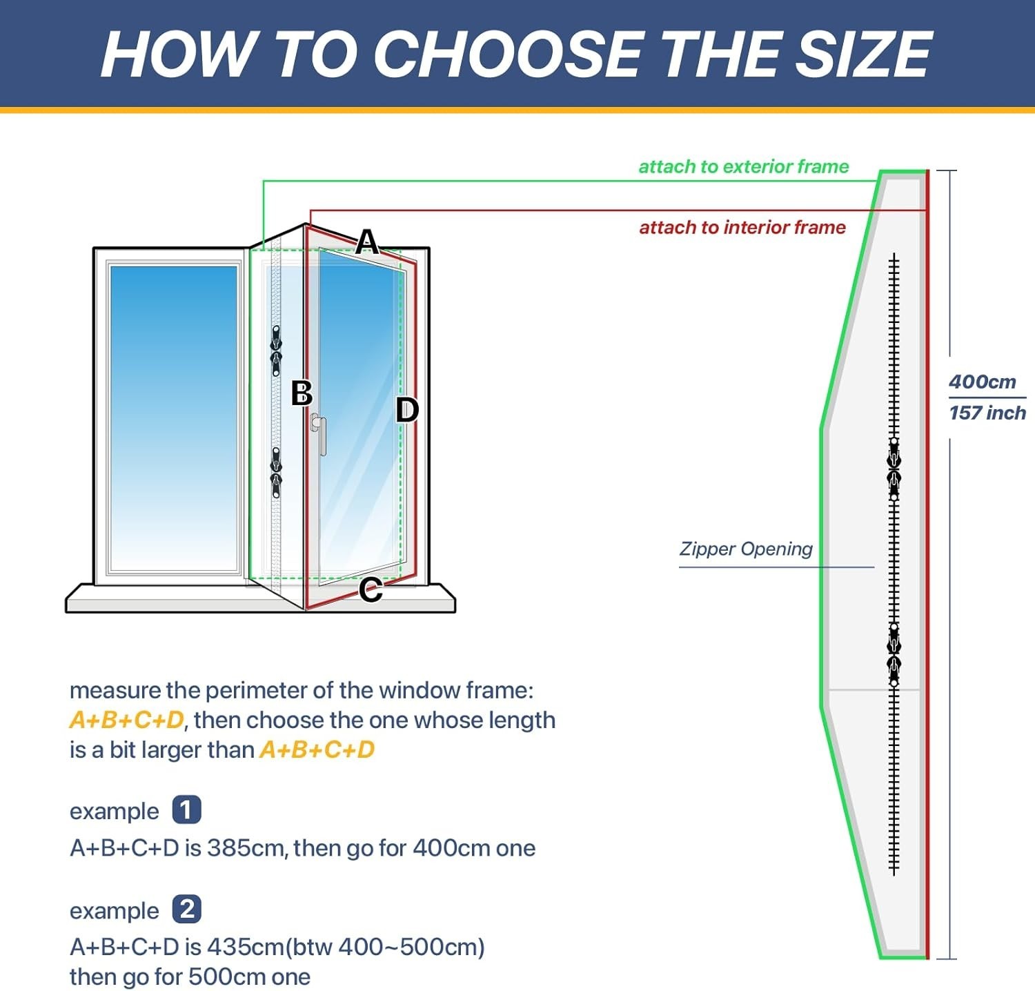 High-Density Fabric Portable AC Window Seal Kit 400cm Easy Install with Zip Ties