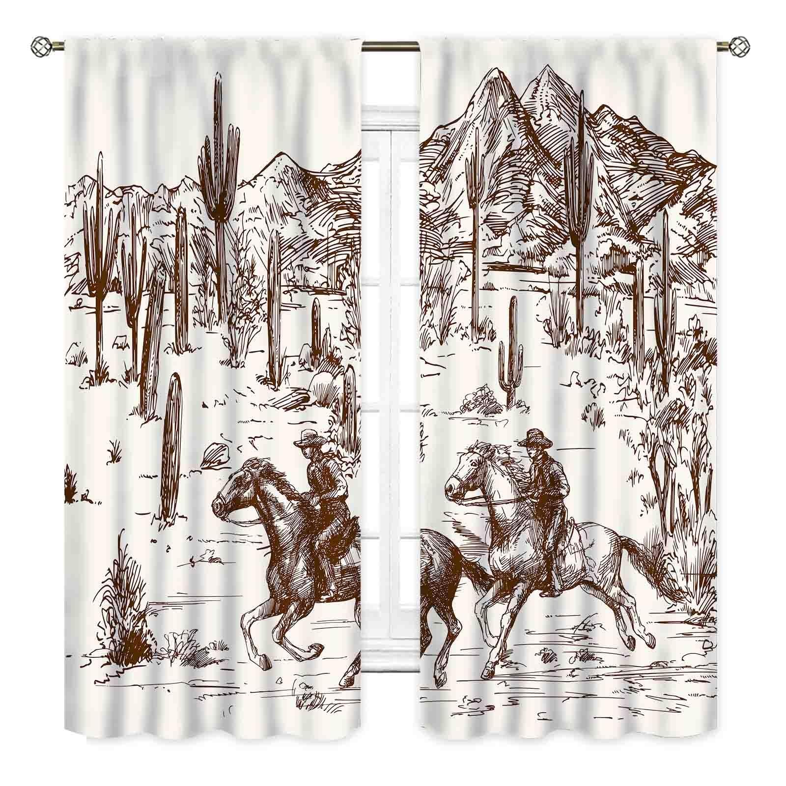 Western Curtains for Bedroom, Rustic Farmhouse Cowboys Riding Horse Wild West…