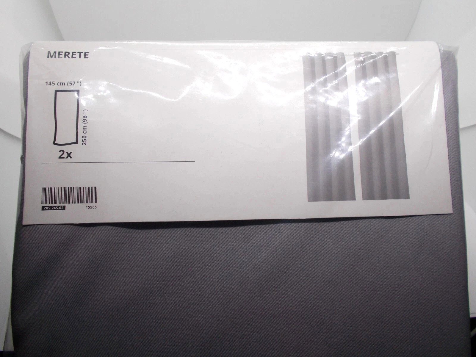 IKEA Merete Room Darkening Curtains Grey (302.568.48) Brand New Sealed!