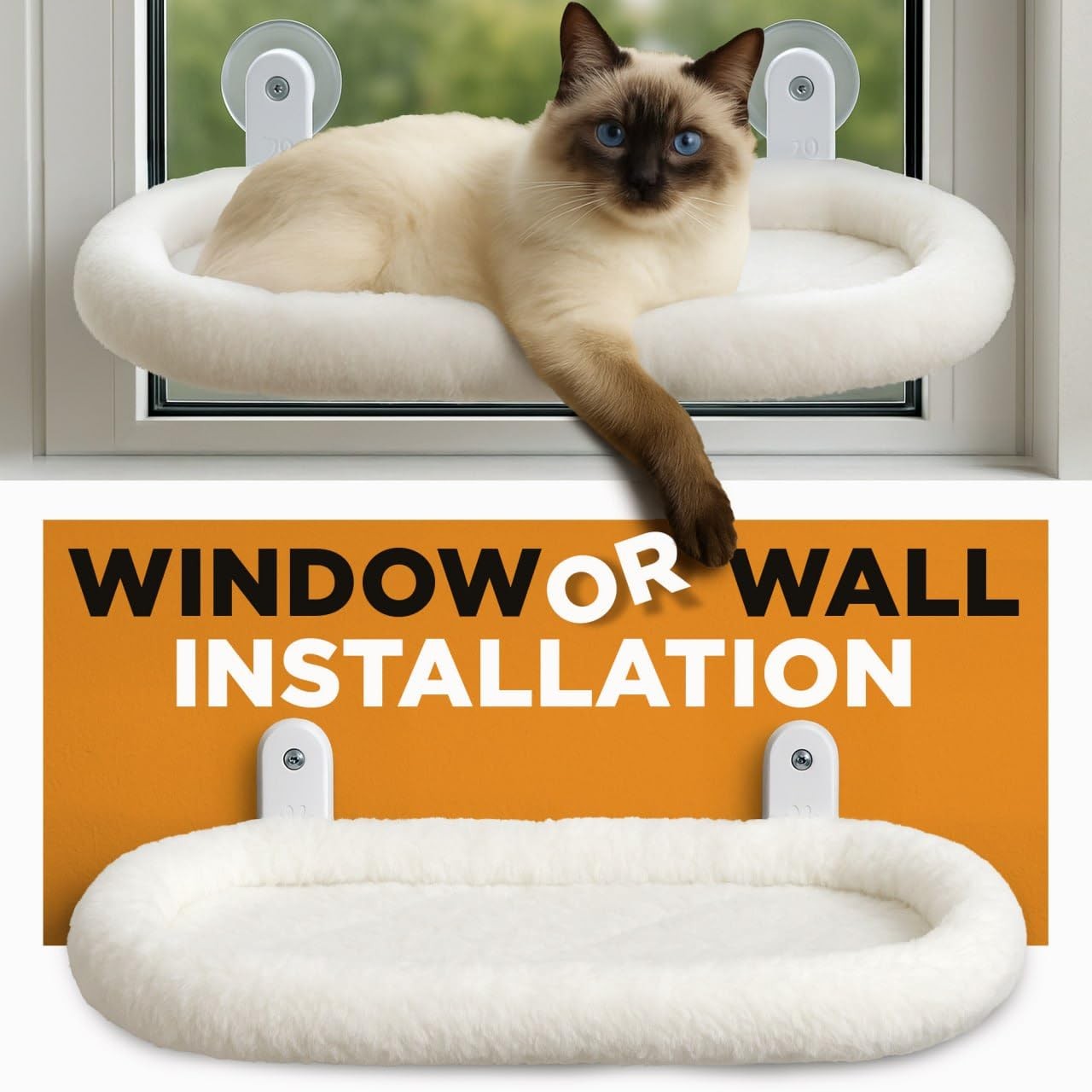 Golden Sheaves Cat Window Perch – Strong 6 23.3″ x 11.2″ x 7.8″, White
