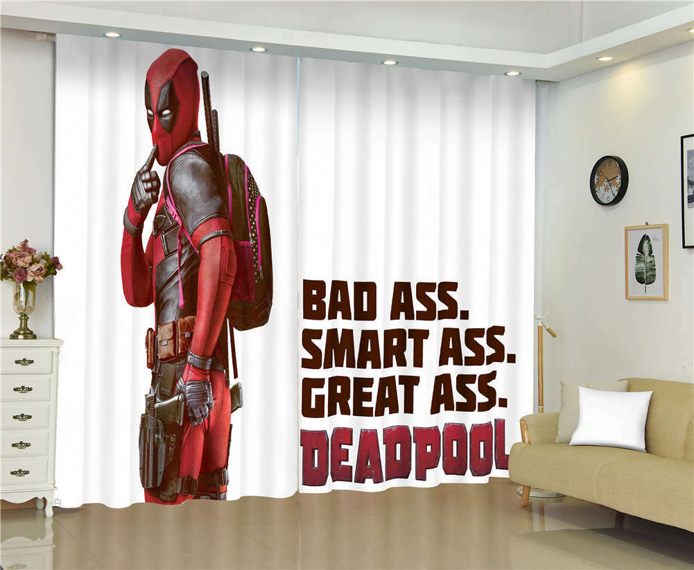 Soldiers Red Lips Knapsack Deadpool Printing 3D Blockout Curtains Fabric Window