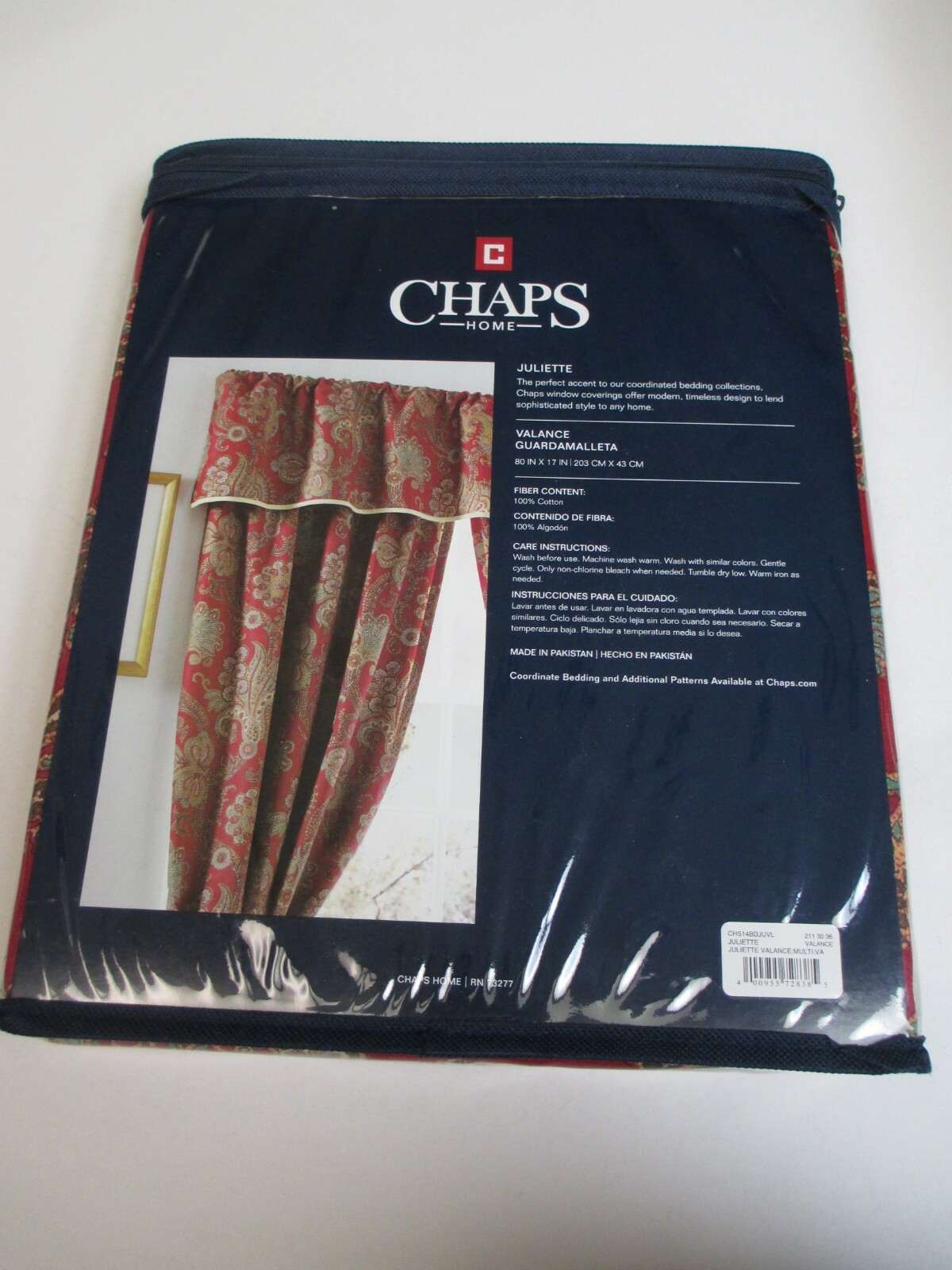 New Chaps JULIETTE Window Valance Red Paisley Floral