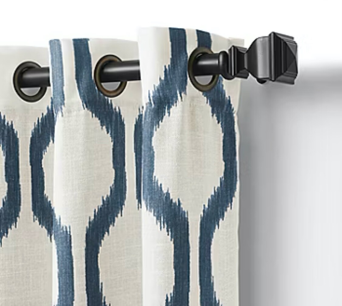 JCP ERLENE RENZO GEO IKAT GROMMET CURTAIN PANEL 50″ X 84″ INDIGO BLUE NEW